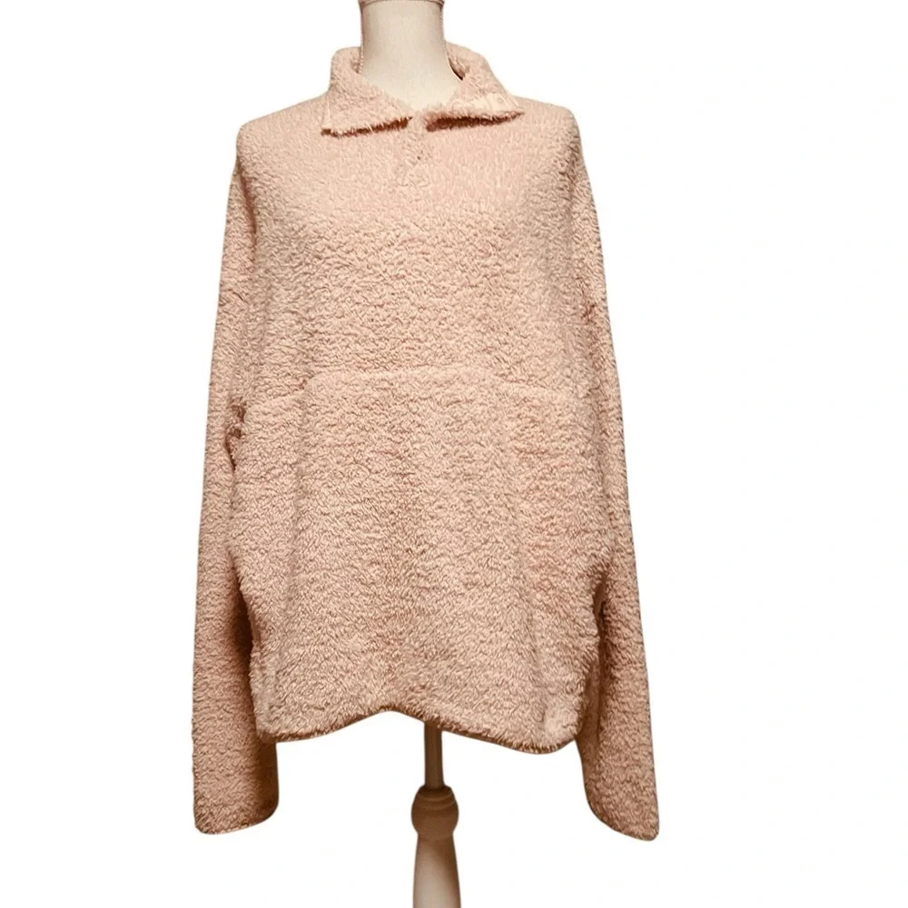 SKIMS Blush Sherpa Pullover With Kangaroo Pocket Size 4X-6X